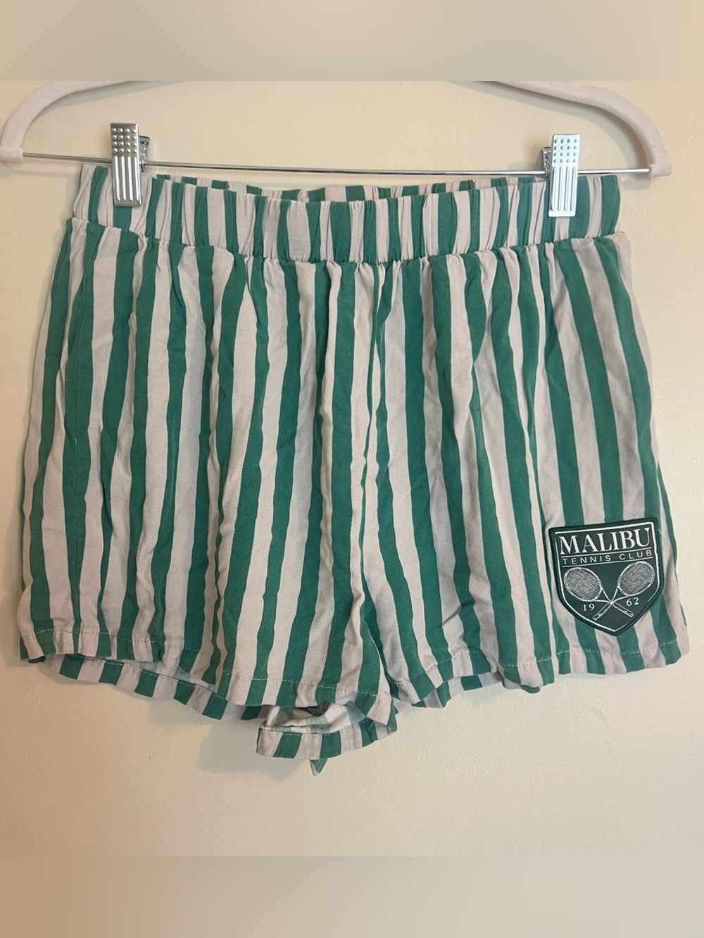 Malibu Tennis Club Green Striped Women’s Shorts